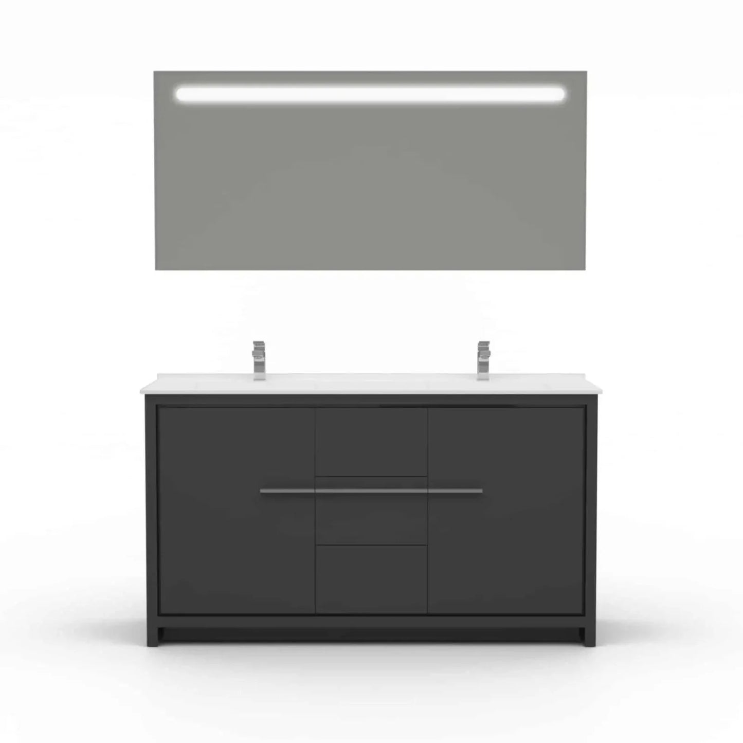 Casa Mare Alessio 60" Bathroom Vanity and Ceramic Sink Combo with LED Mirror - Alessio152GG-60