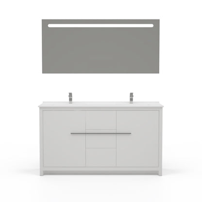 Casa Mare Alessio 60" Bathroom Vanity and Ceramic Sink Combo with LED Mirror - Alessio152GG-60