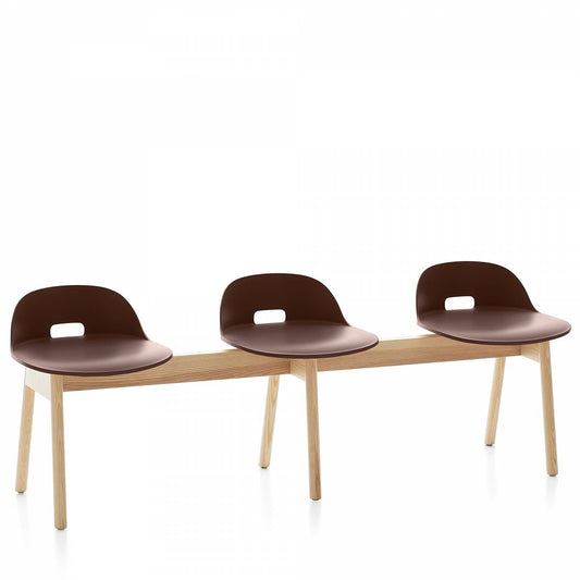 Emeco Alfi 3-Seat Low Back Bench - ALFIALDARKBROWN