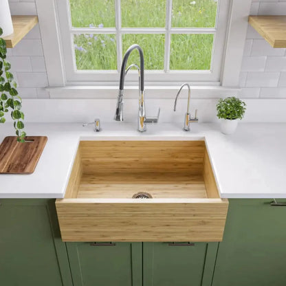 GREE ALFI brand 30 Inch Single Bowl Bamboo Kitchen Farm Sink  - AB3021