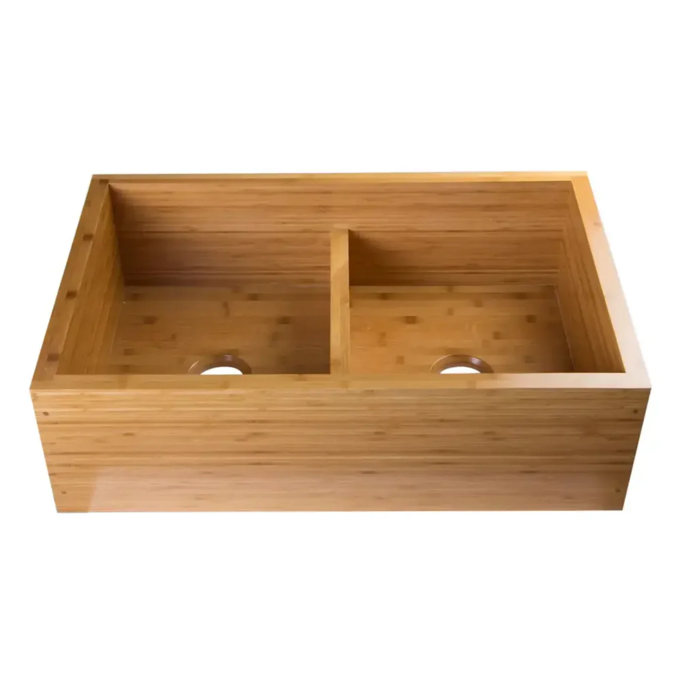 GREE ALFI brand 33 Inch Double Bowl Bamboo Kitchen Farm Sink  - (AB3321)