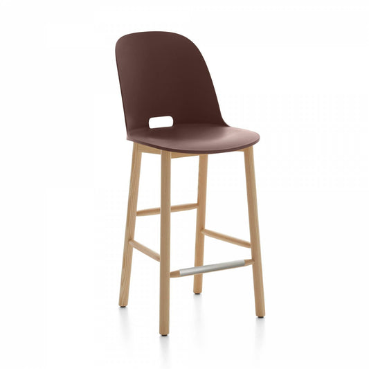 Emeco Alfi Counter High Back Stool - ALFI24AHDARKBROWN