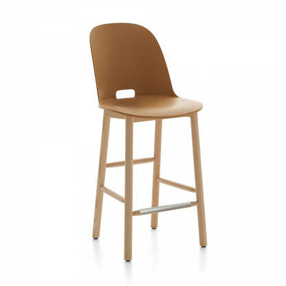 Emeco Alfi Counter High Back Stool - ALFI24AHDARKBROWN