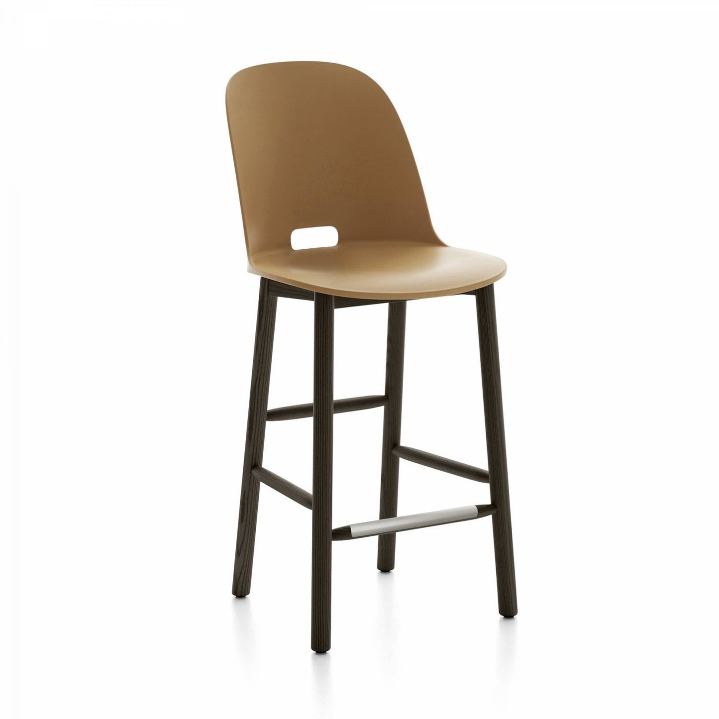 Emeco Alfi Counter High Back Stool - ALFI24AHDARKBROWN