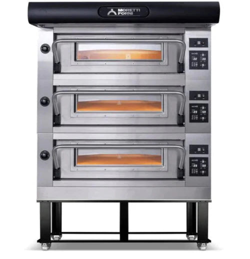 AMPTO Electric Pizza Oven Amalfi 46'' x 44'' x 7'' (Chamber) 208/240/60/3 - 3 Deck with tray guide base - AMALFI D3