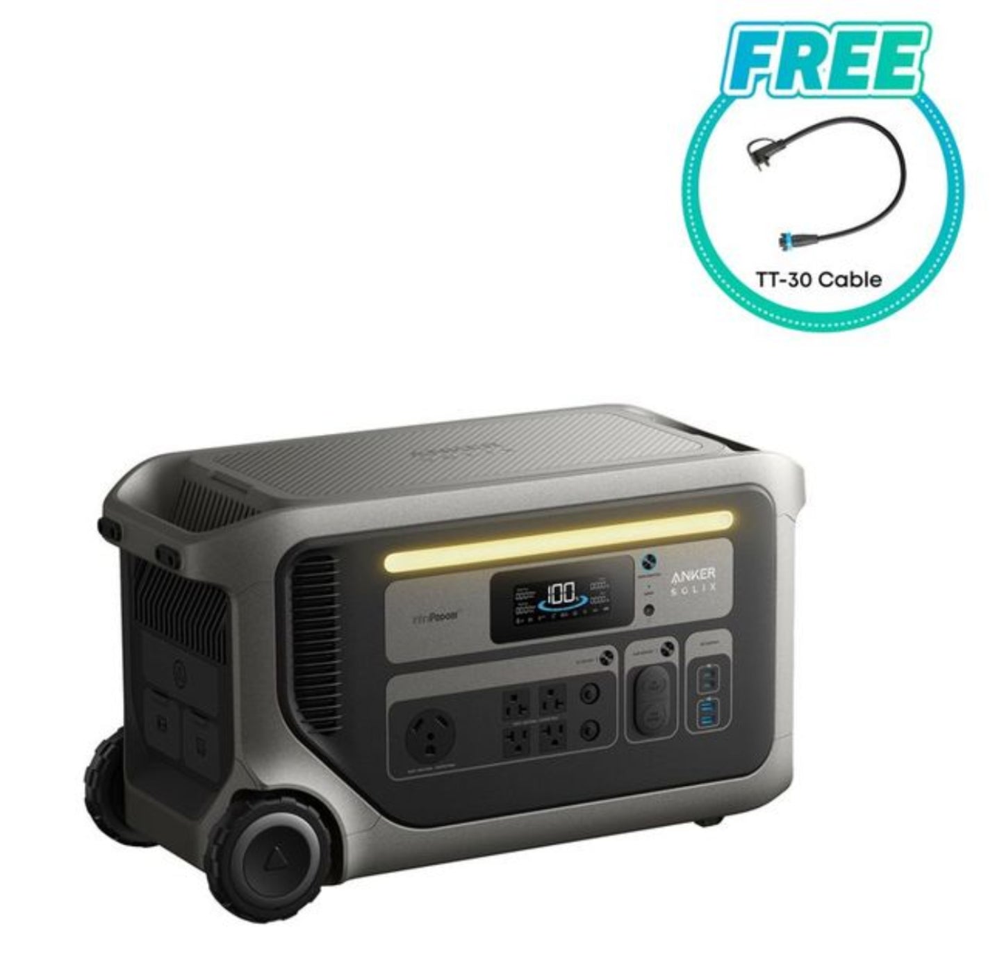 Aurora Generators SOLIX F3000 Portable Power Station - 3072 Watt Hours - Includes FREE TT-30 Cable - A1782111