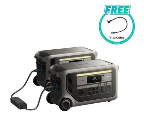 Aurora Generators  F3000 Power Station Kit - 6144Wh Total Capacity + Double Voltage Hub - Includes FREE TT-30 Cable - B1782115