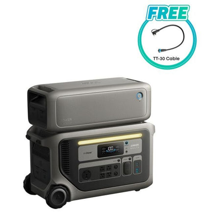 Aurora Generators SOLIX F3000 Portable Power Station + 2x BP3000 Expansion Battery - 6144 Watt Hours - Includes FREE TT-30 Cable - B1782113