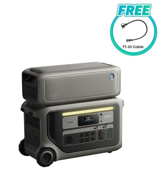 Aurora Generators SOLIX F3000 Portable Power Station + 2x BP3000 Expansion Battery - 6144 Watt Hours - Includes FREE TT-30 Cable - B1782113