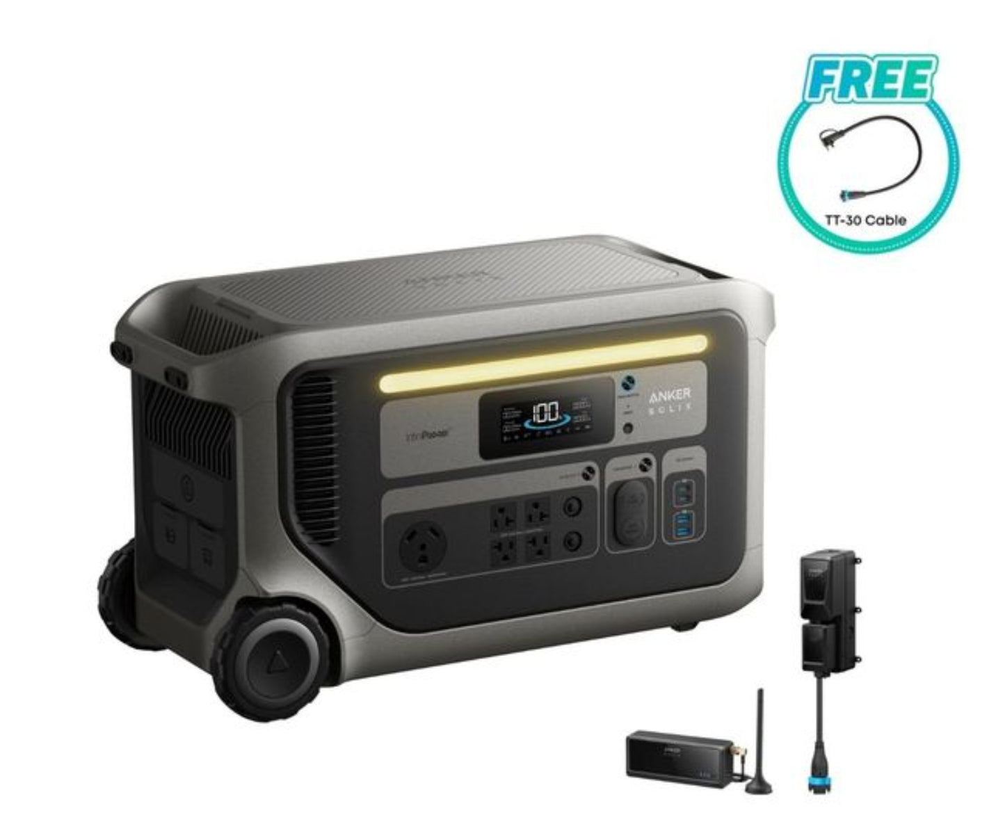 Aurora Generators SOLIX F3000 Portable Power Station + Power Saver Kit - 3072 Watt Hours - Includes FREE TT-30 Cable - G178211D