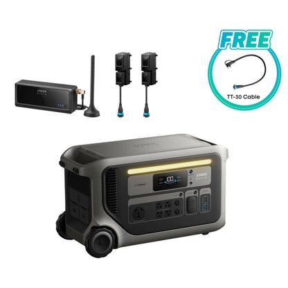 Aurora Generators SOLIX F3000 (3072Wh) Power Station + Transfer Switch - Includes Free TT-30 Cable - B178211T