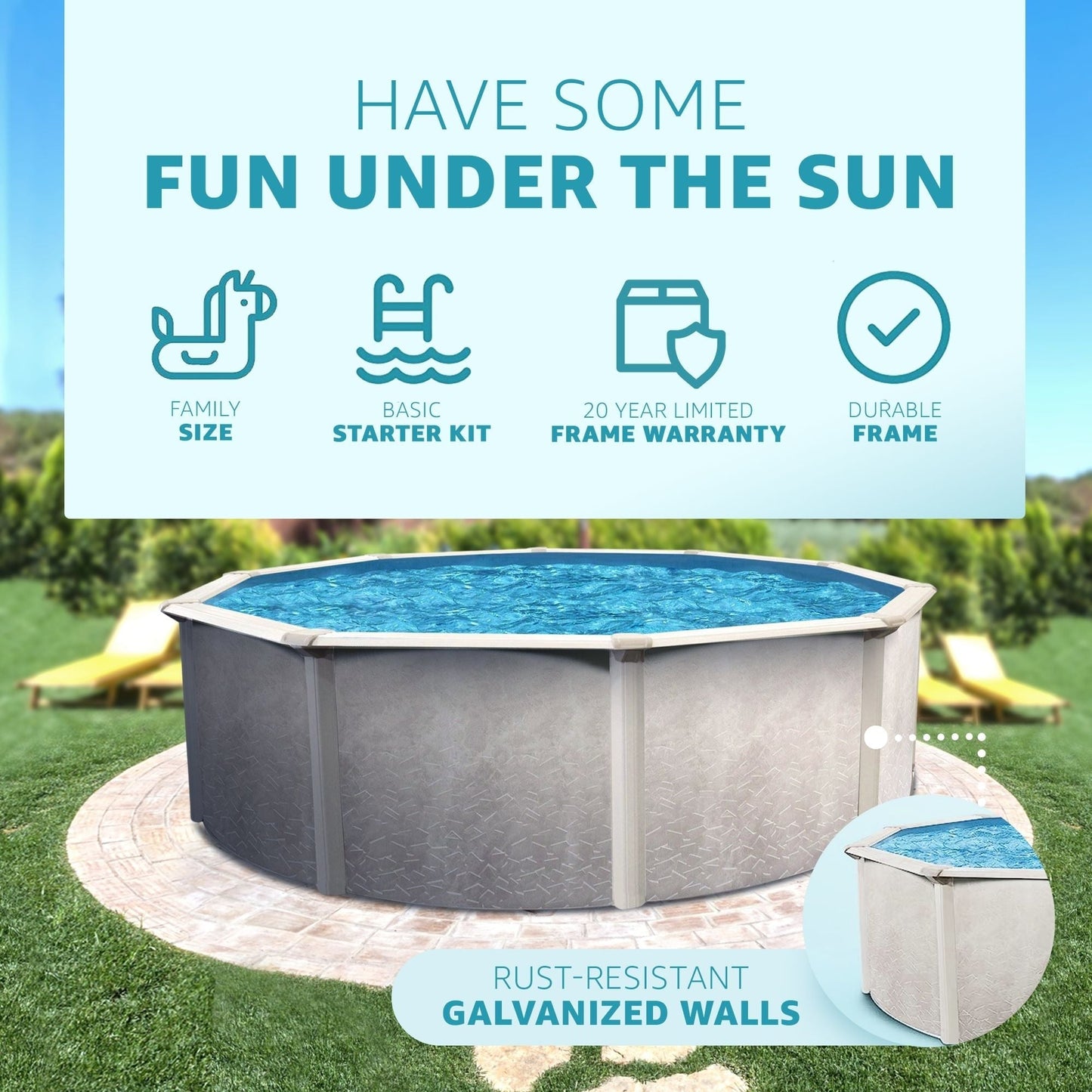 Aquarian Phoenix 24' x 52" Round Frame Above Ground Swimming Pool without Liner - 74473