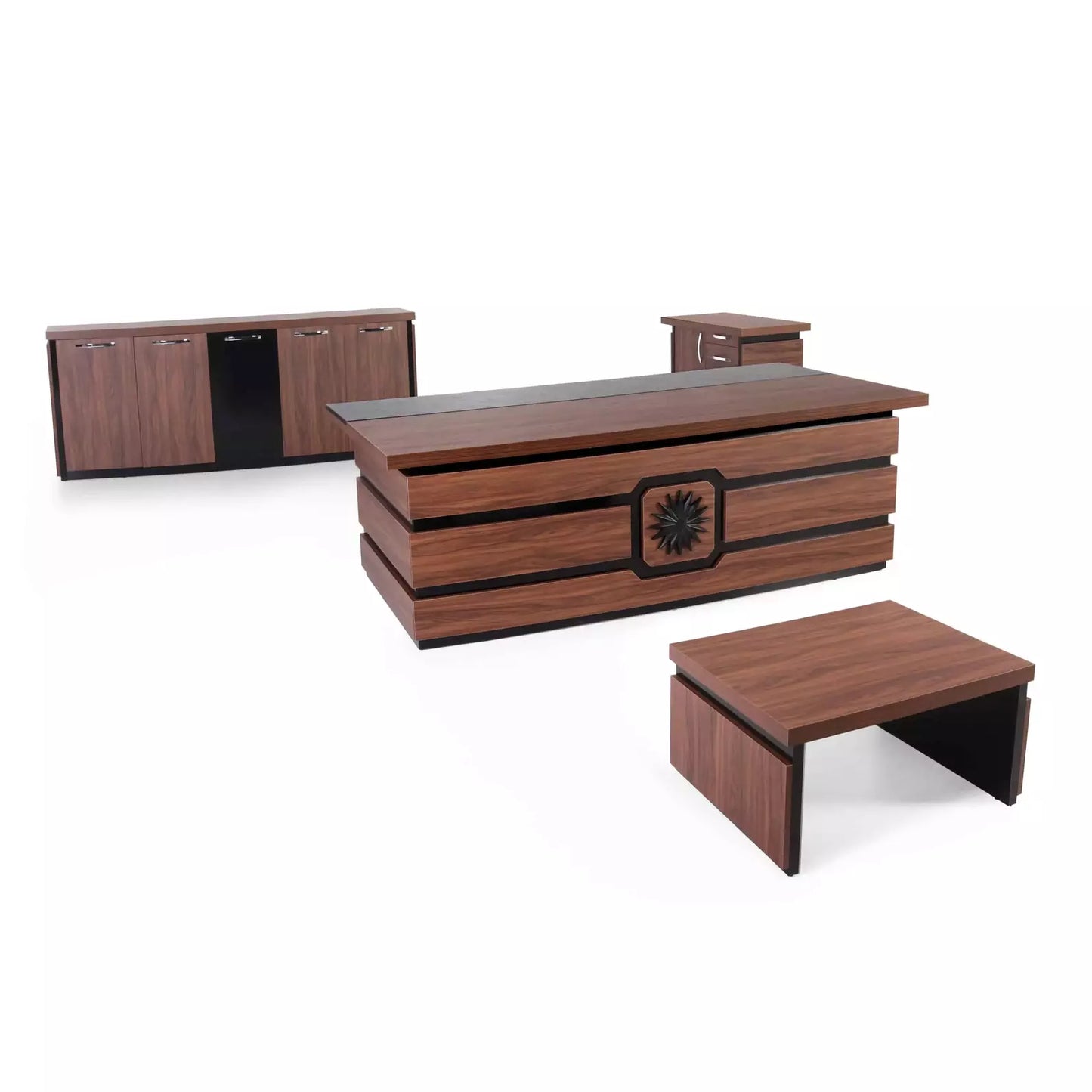 Casa Mare ARMA 79″ Modern Home &amp; Office Furniture Desk Rustic Brown &amp; Black - ARMA-79WB-S