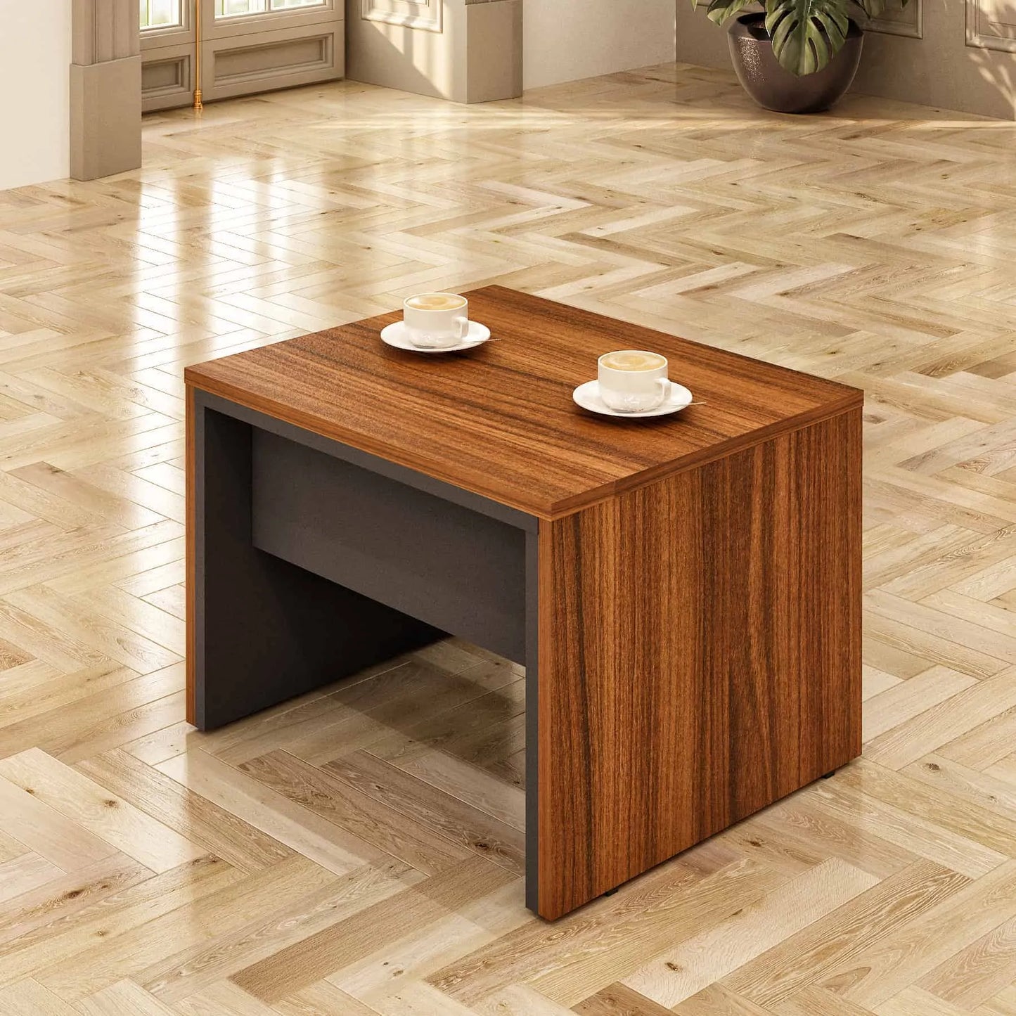 Casa Mare ARYA 71″ Modern Home & Office Furniture Desk Rustic Brown & Black - ARYA-71MOG-S