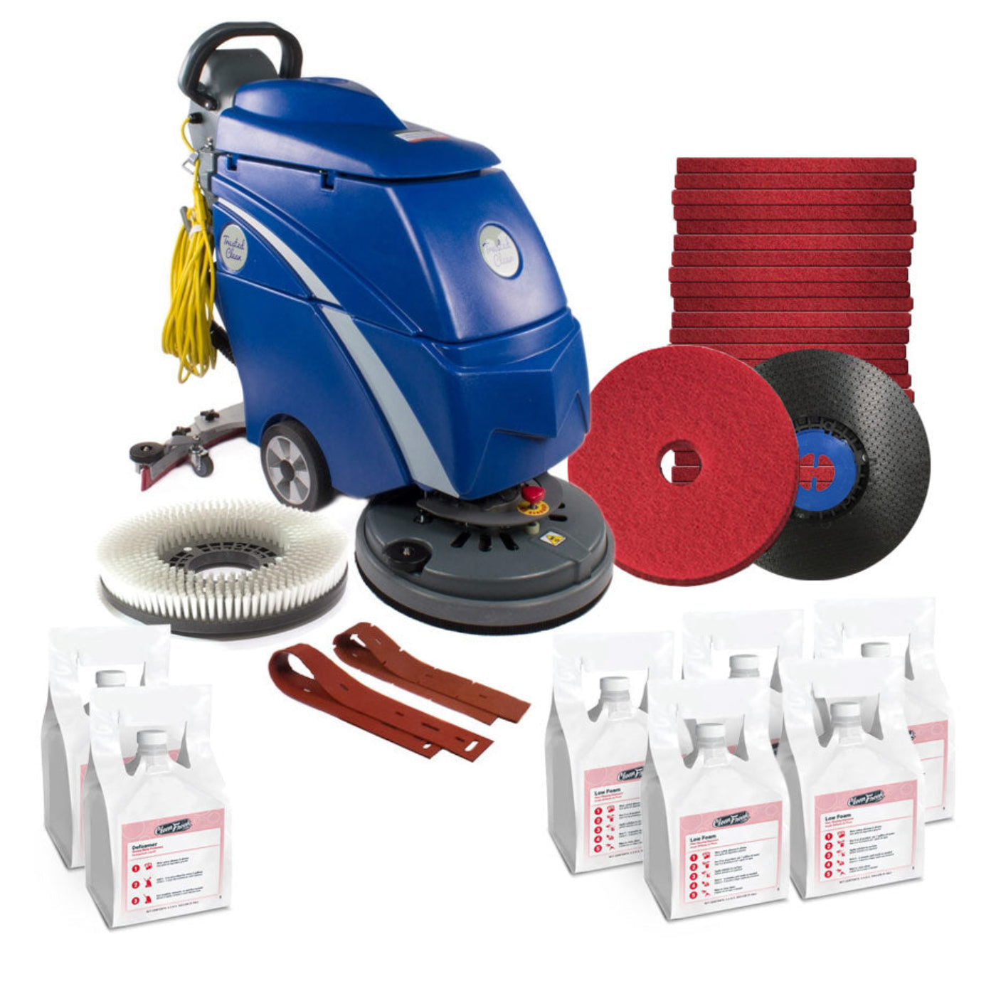 Trusted Clean 'Dura 18HD' Electric Walk Behind Floor Scrubber Package w/ Pads, Chemicals & Accessories - ASP-PACKAGE6