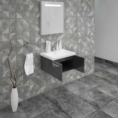 Casa Mare Aspe 24" Bathroom Vanity and Ceramic Sink Combo with LED Mirror - Aspe60GB-24
