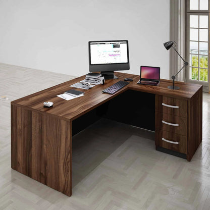 Casa Mare ATLAS 71" Modern Home & Office Furniture Desk Brown & Black - ATLAS-71LBG-S