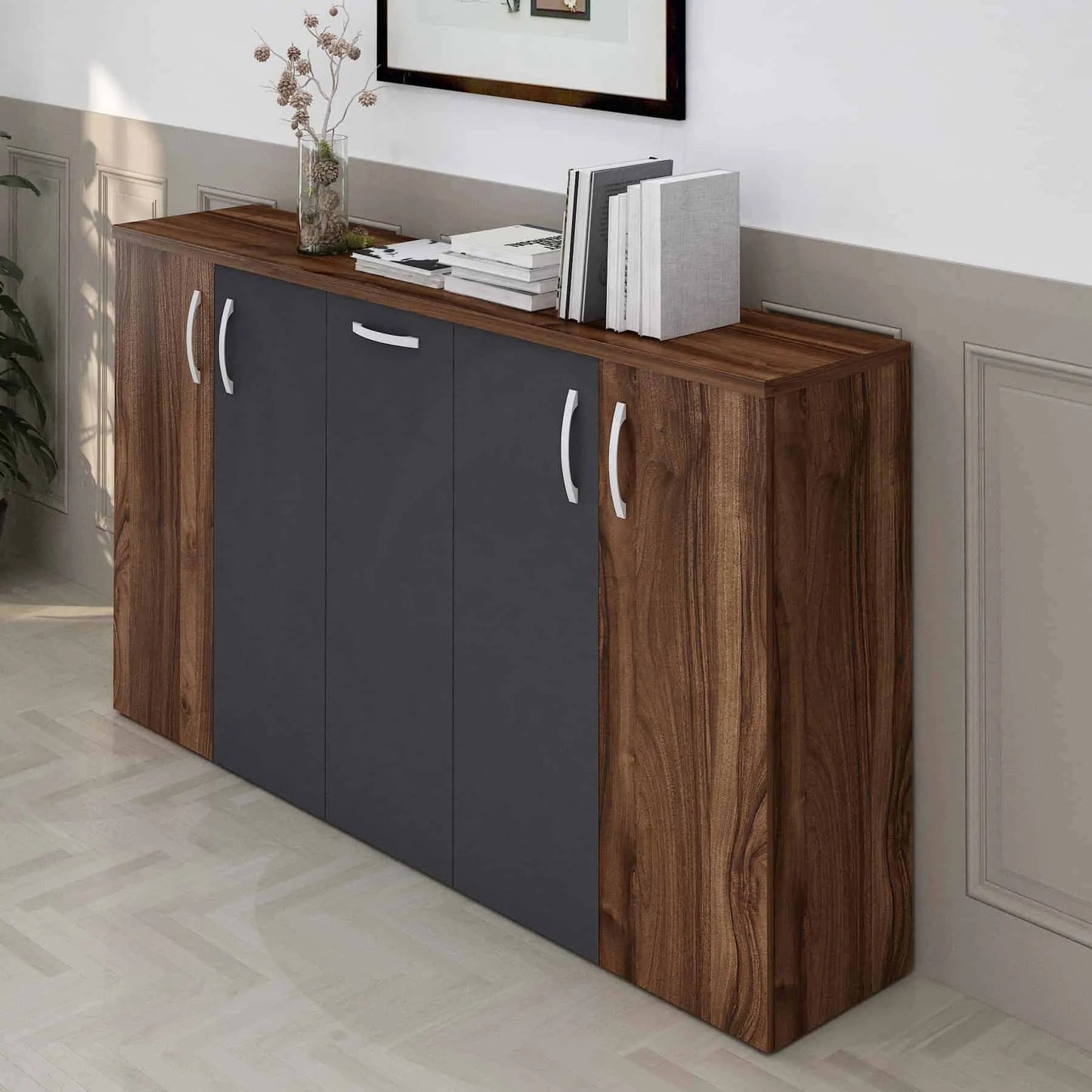 Casa Mare ATLAS 71" Modern Home & Office Furniture Desk Brown & Black - ATLAS-71LBG-S