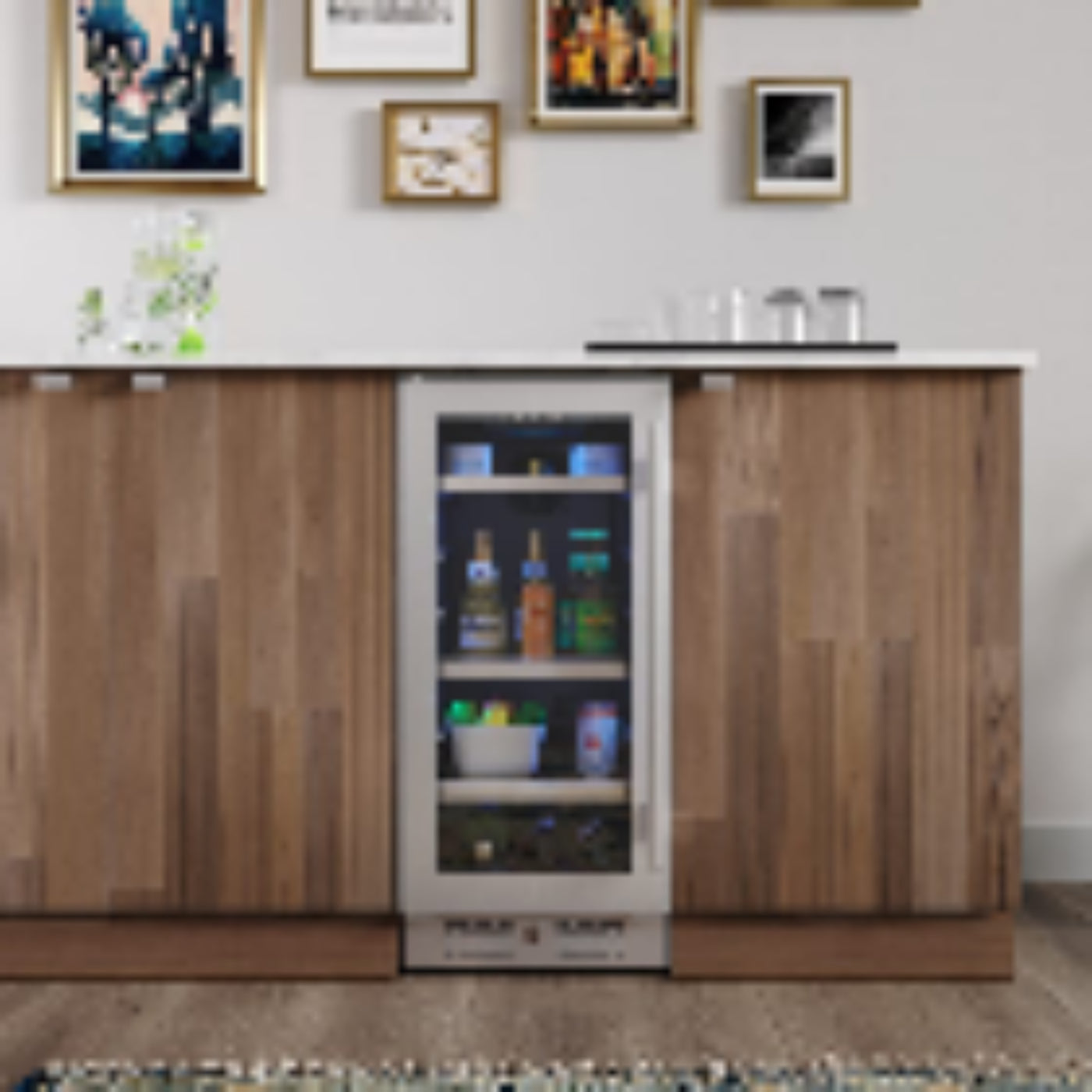 Avallon 15 Inch Wide 86 Can Beverage Center with LED Lighting - ABR152SGLH