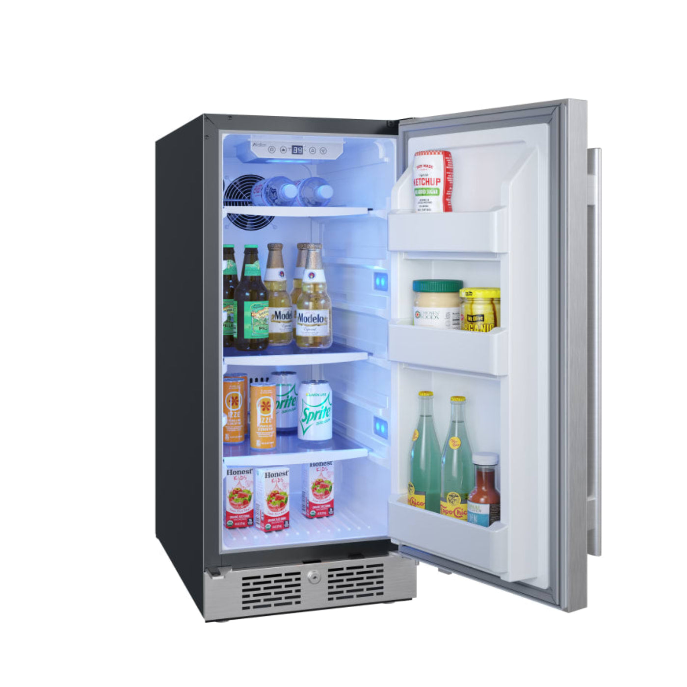 Avallon 15 Inch Wide 3.3 Cu. Ft. Compact Refrigerator with LED Lighting and Right Swing Door - AFR152SSRH