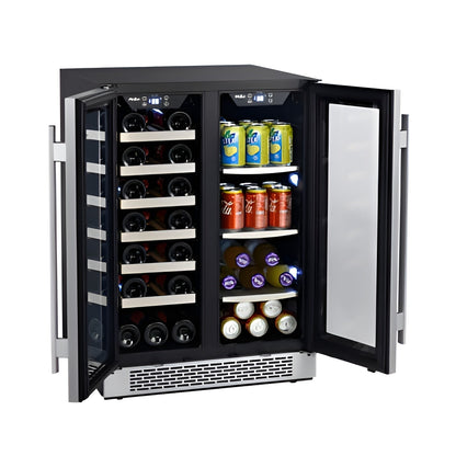 Avallon 24 Inch Wide 21 Bottle and 60 Can Capacity Built-In Wine Cooler and Beverage Center Combo - AWBC241GGFD