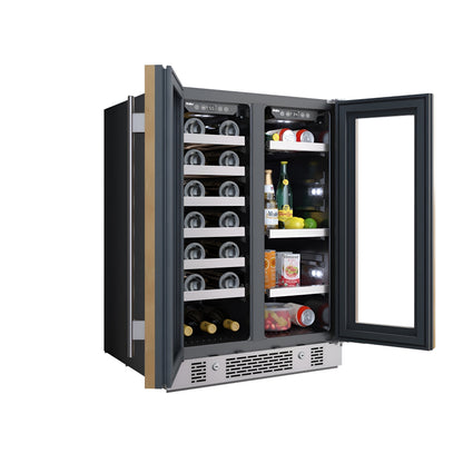 Avallon 24 Inch Wide 21 Bottle Capacity and 64 Can Capacity Beverage Center with LED Lighting and Double Pane Glass - AWBC242GGFDPRG