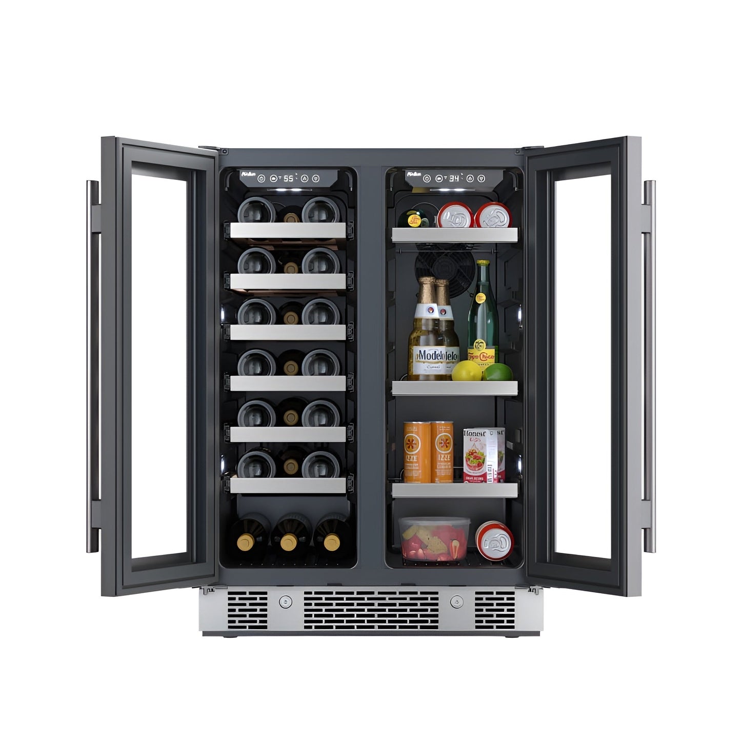 Avallon 24 Inch Wide 21 Bottle Capacity and 64 Can Capacity Beverage Center with LED Lighting and Double Pane Glass - AWBC242GGFD
