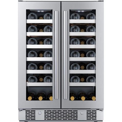 Avallon 24 Inch Wide 42 Bottle Capacity French Door Wine Cooler with LED Lighting - AWC242FD
