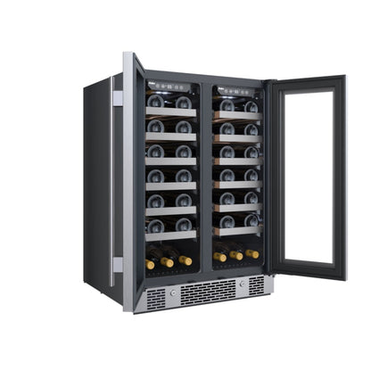 Avallon 24 Inch Wide 42 Bottle Capacity French Door Wine Cooler with LED Lighting - AWC242FD