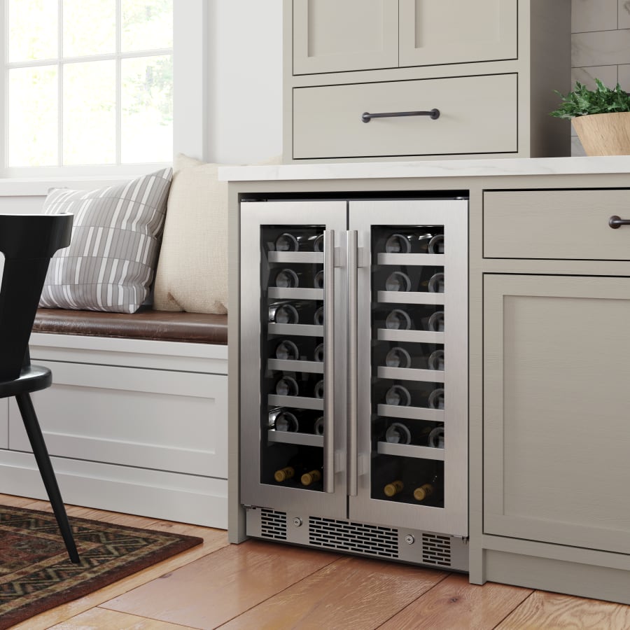 Avallon 24 Inch Wide 42 Bottle Capacity French Door Wine Cooler with LED Lighting - AWC242FD