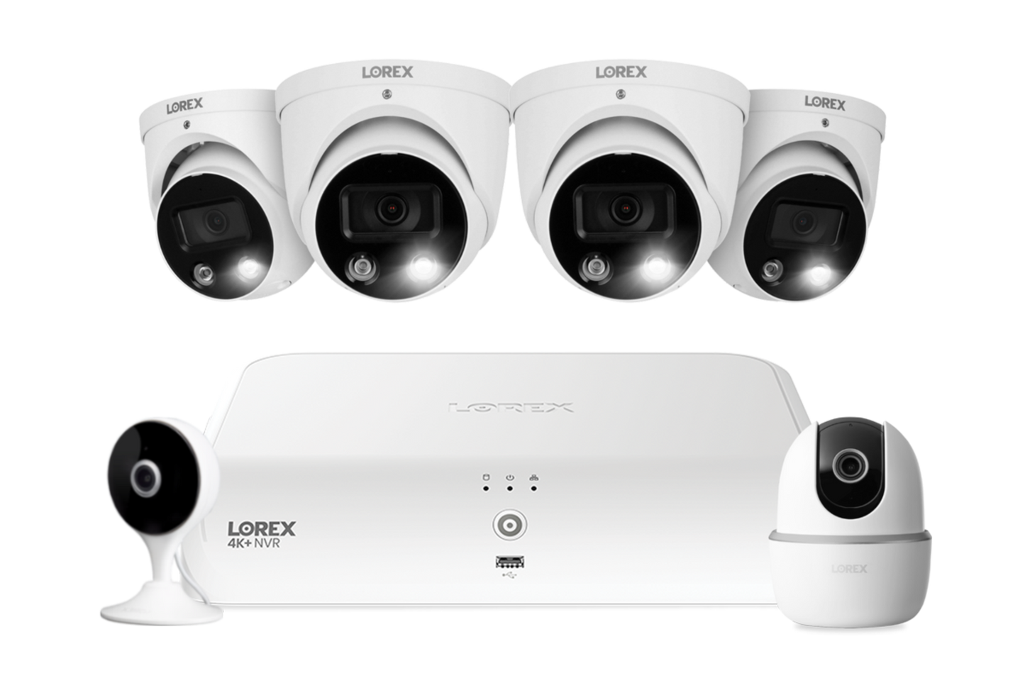 Lorex Fusion 4K+ 16 Channel (8 Wired + 8 Fusion Wi-Fi) 2TB NVR System with Four H13 Wired 4K IP Dome Cameras, One 2K Pan-Tilt Camera, and One 2K Indoor Wi-Fi Camera - FN4K2SD-84WD-JP-3