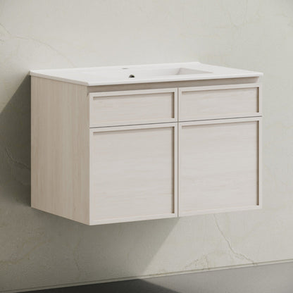 Swiss Madison St. Tropez 30" Wall-Mounted Bathroom Vanity in White Oak with Sink Top - SM-BV0825WO
