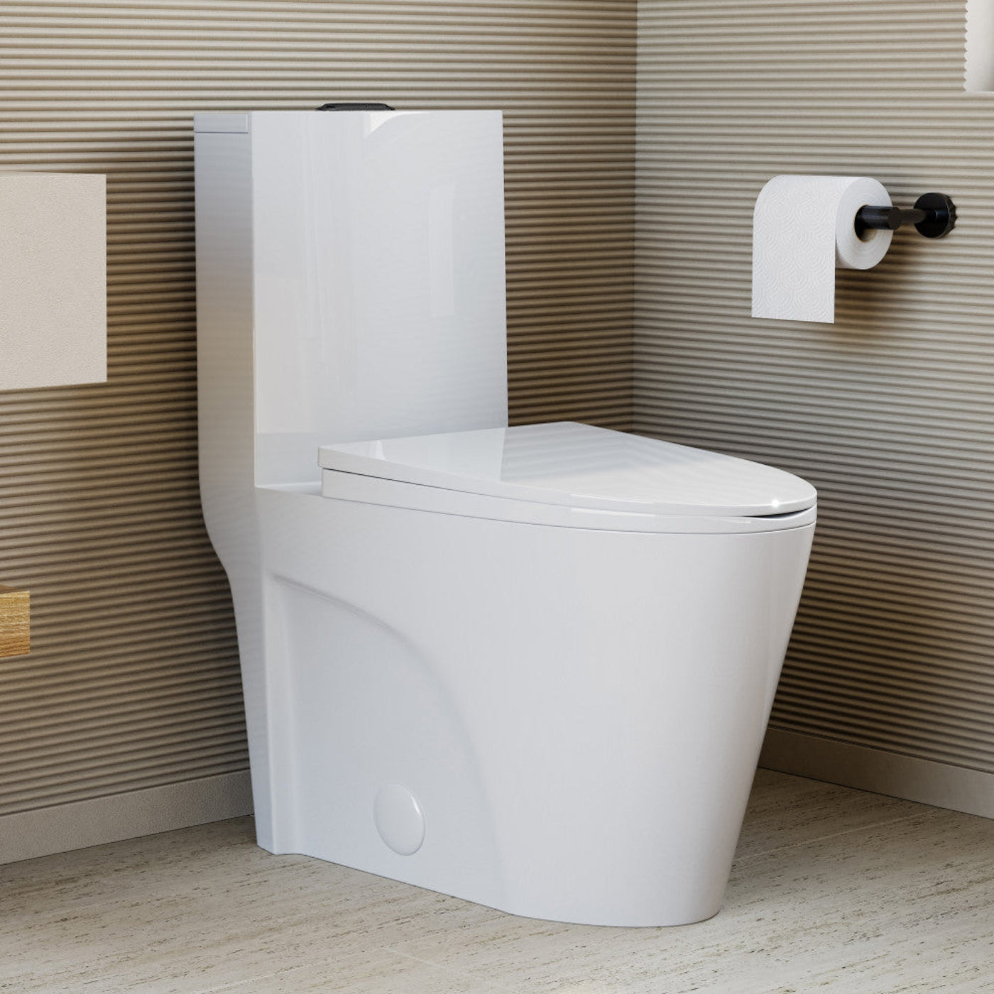 Swiss Madison St. Tropez One Piece Elongated Toilet Dual Vortex Flush, Black Hardware - SM-1T254HB