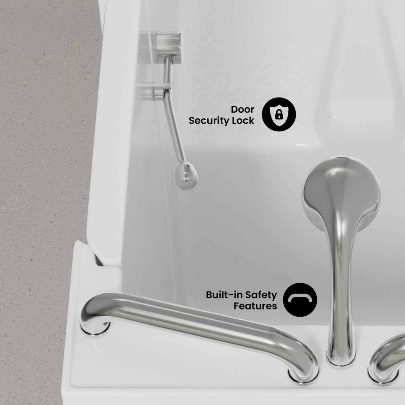 Swiss Madison Auvergne 53" x 27" ADA Right Drain Walk-in Soaking Bathtub in Glossy White, Faucet Set, Drain, Grab Bars, Pillow Included - SM-AB6802GW