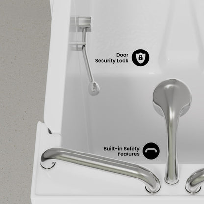 Swiss Madison Auvergne 53" x 27" ADA Right Drain Walk-in Soaking Bathtub in Glossy White, Faucet Set, Drain, Grab Bars, Pillow Included - SM-AB6802GW