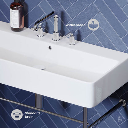 Swiss Madison Carre 36" Console Sink White Basin Chrome Legs with 8" Widespread Holes - SM-CS713-3