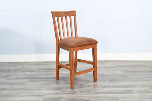 Sunny Designs Sedona - Counter Slatback Barstool, Cushion Seat (Set of 2) - Rustic Oak - 1854RO2-CT