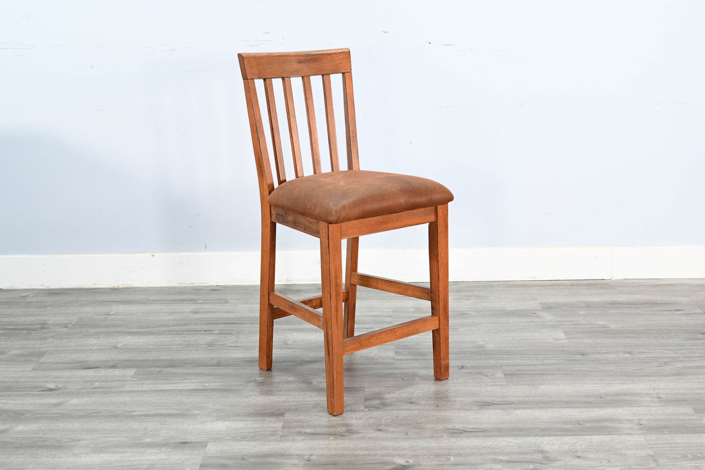 Sunny Designs Sedona - Counter Slatback Barstool, Cushion Seat (Set of 2) - Rustic Oak - 1854RO2-CT