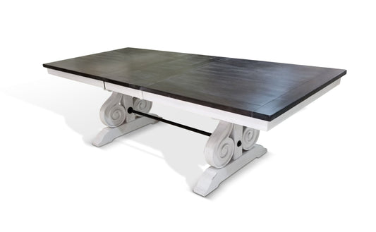 Sunny Designs Carriage House - Trestle Table - Cottage White / Europen Dark - 1041EC