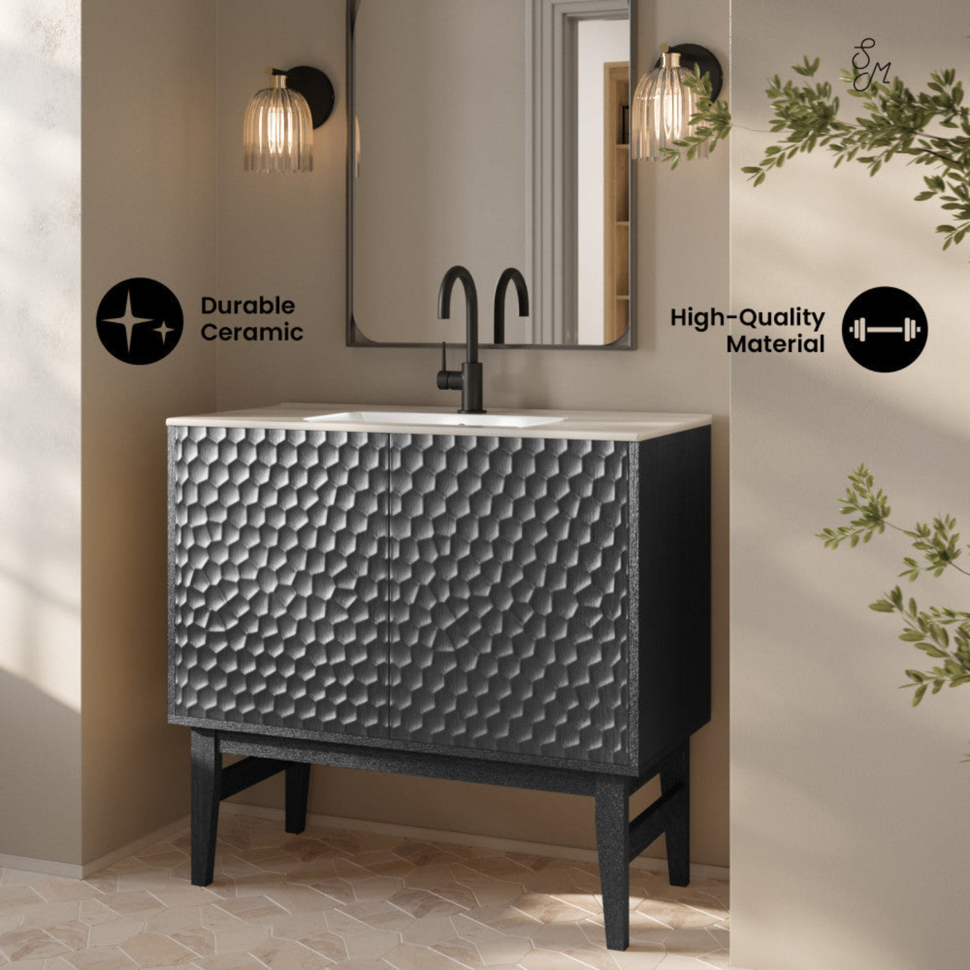 Swiss Madison Bosse 36" Freestanding Bathroom Vanity in Black Oak with Sink Top - SM-BV8802AO