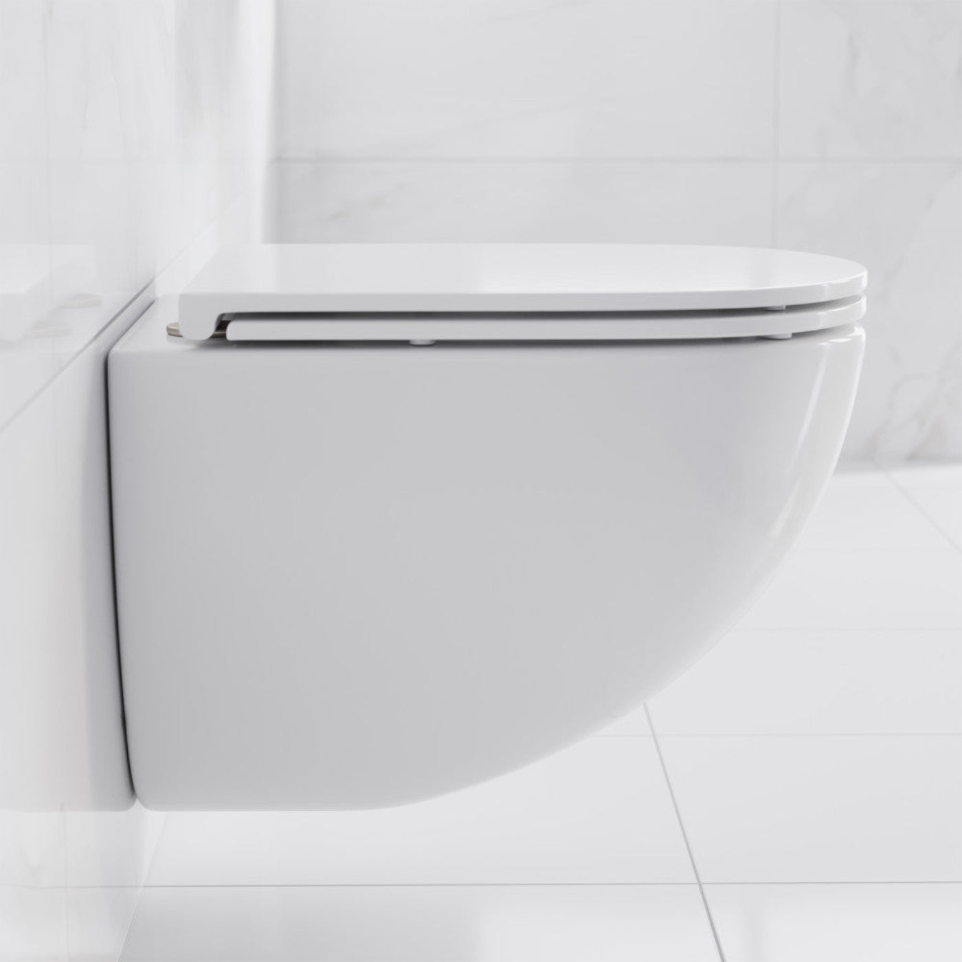 Swiss Madison St. Tropez Wall-Hung Toilet Bundle 0.8/1.6 GPF Dual Flush in Glossy White with Brass Flush Plate - SM-WT0801GW