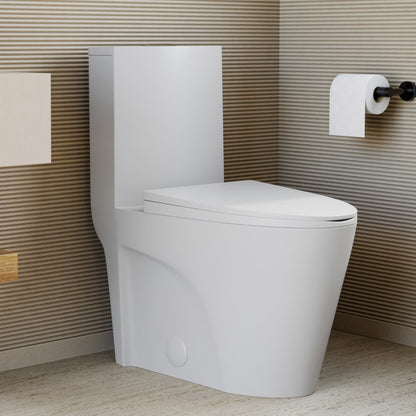 Swiss Madison St. Tropez One-Piece 10" Rough-in 1.1/1.6 GPF Dual Top Vortex Flush Elongated Toilet in Matte White - SM-1T0805MW