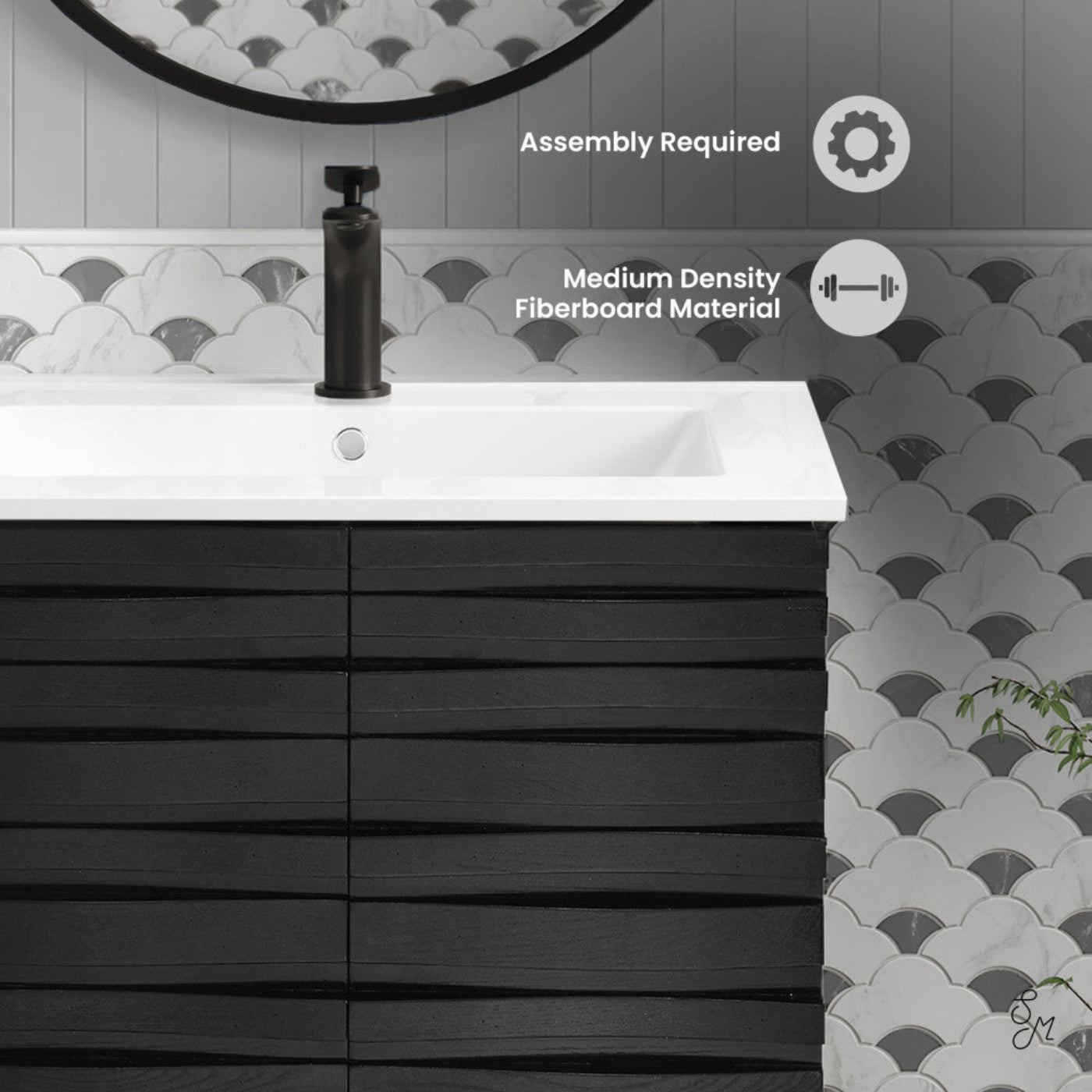 Swiss Madison Cascade 24" Bathroom Vanity in Black - SM-BV470B