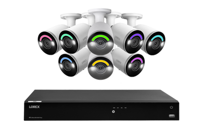 Lorex Fusion Series 4K 16 Camera Capable (Wired or Fusion Wi-Fi) 4TB Wired NVR System with H12 Wired 4K IP Bullet Cameras - N4K4SL-168WB-E863