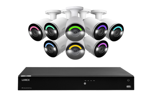 Lorex Fusion Series 4K 16 Camera Capable (Wired or Fusion Wi-Fi) 6TB Wired NVR System with H12 Wired 4K IP Bullet Cameras - N4K6SL-168WB-E863
