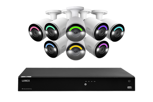 Lorex Fusion Series 4K 16 Camera Capable (Wired or Fusion Wi-Fi) 6TB Wired NVR System with H12 Wired 4K IP Bullet Cameras - N4K6SL-168WB-E863