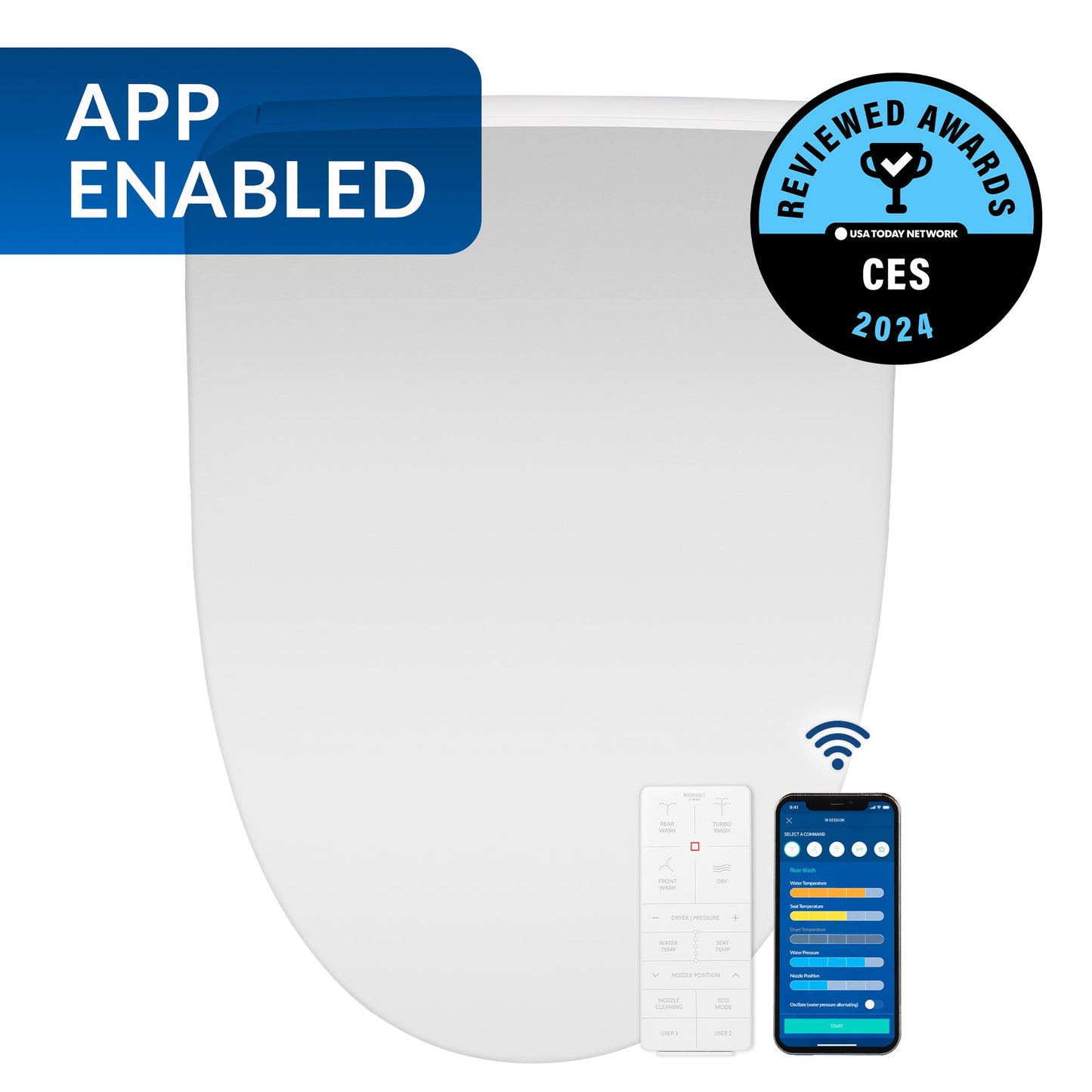 Bio Bidet BB-1200 Elongated Bidet Toilet Seat with Bemis Living App - 7ZBB1200E 000