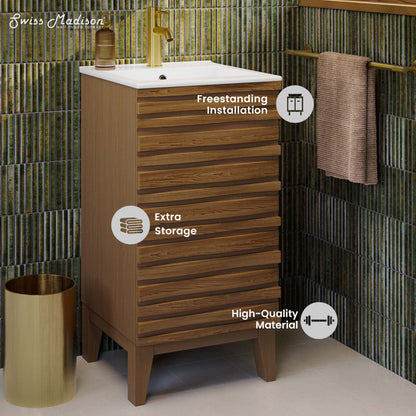 Swiss Madison Cascade 18" Bathroom Vanity in Brown Oak - SM-BV560WN