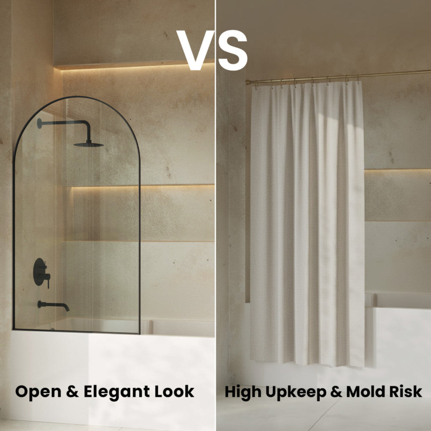 Swiss Madison Porte 34 x 58 Framed Fixed 3/8 in. (10mm) Clear Tempered Glass Tub Door with Black Matte Frame - SM-TD9001MB
