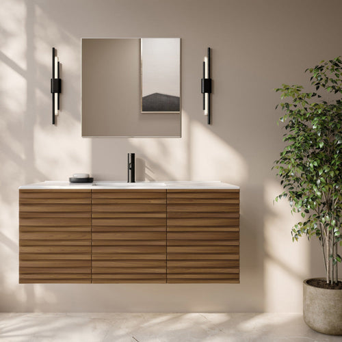 Swiss Madison Cascade 48" Wall-Mounted Bathroom Vanity in Brown Oak with Sink Top - SM-BV8614BO
